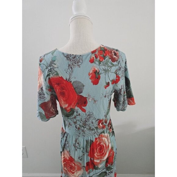 Soft Surroundings First Blooms Rose Floral V-Neck Tiered Pullover Maxi Dress M - Picture 10 of 12